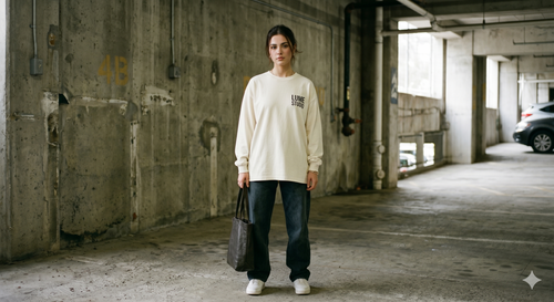 Boxy Longsleeve Zwart op Wit